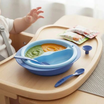 Kuka Plato Térmico con Cubiertos y Ventosa – Azul (3 unidades)