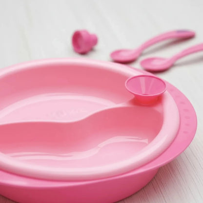 Kuka Plato Térmico con Cubiertos y Ventosa – Rosa (3 unidades)