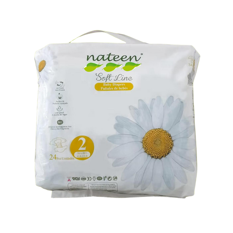 Pañales Ecológicos Nateen Soft Line Rn Recién Nacido Talle 2 - 24 unidades