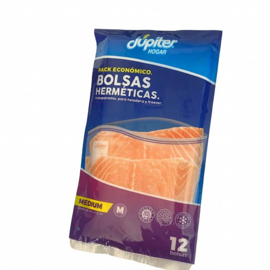 Bolsa Hermética Tipo Ziploc Jupiter Medium - 12 Unidades