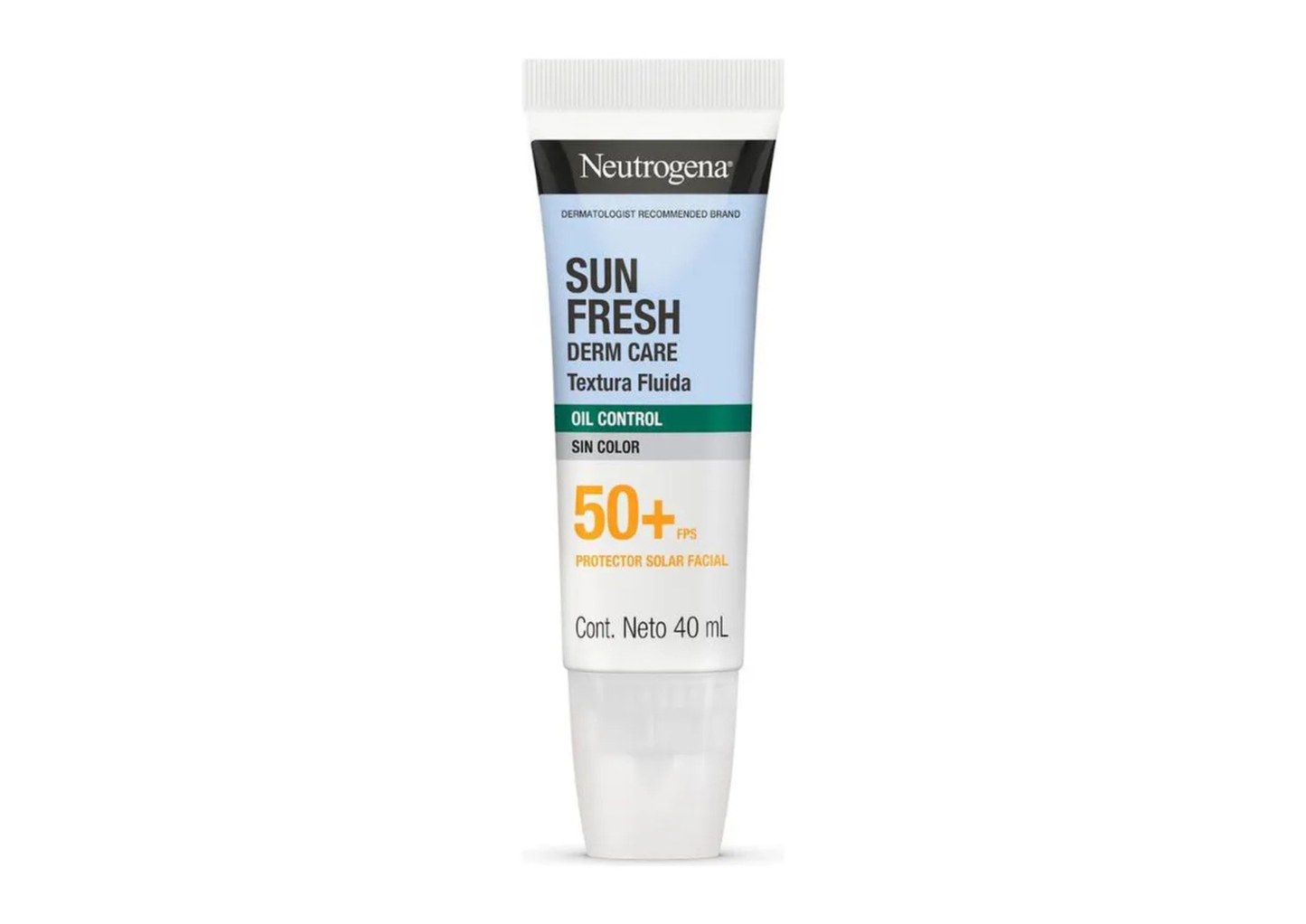 Protector Solar Neutrogena Sun Fresh 50+ Oil Control Derm Care Sin Color 40ml