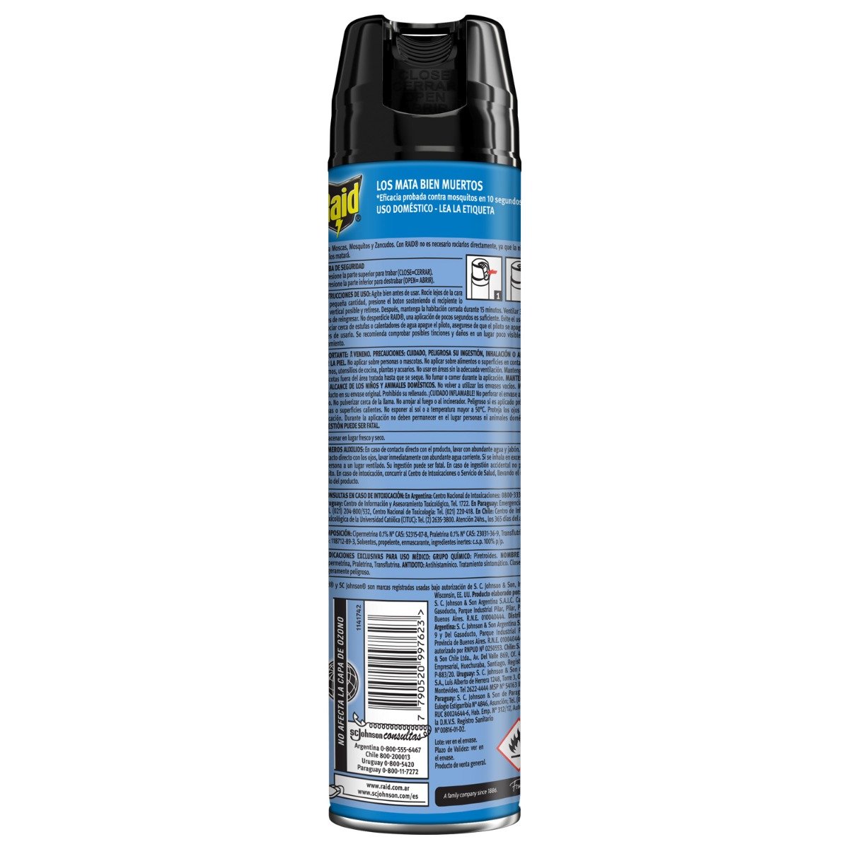 Insecticida en Aerosol Raid Azul Mata Moscas y Mosquitos 360 ml
