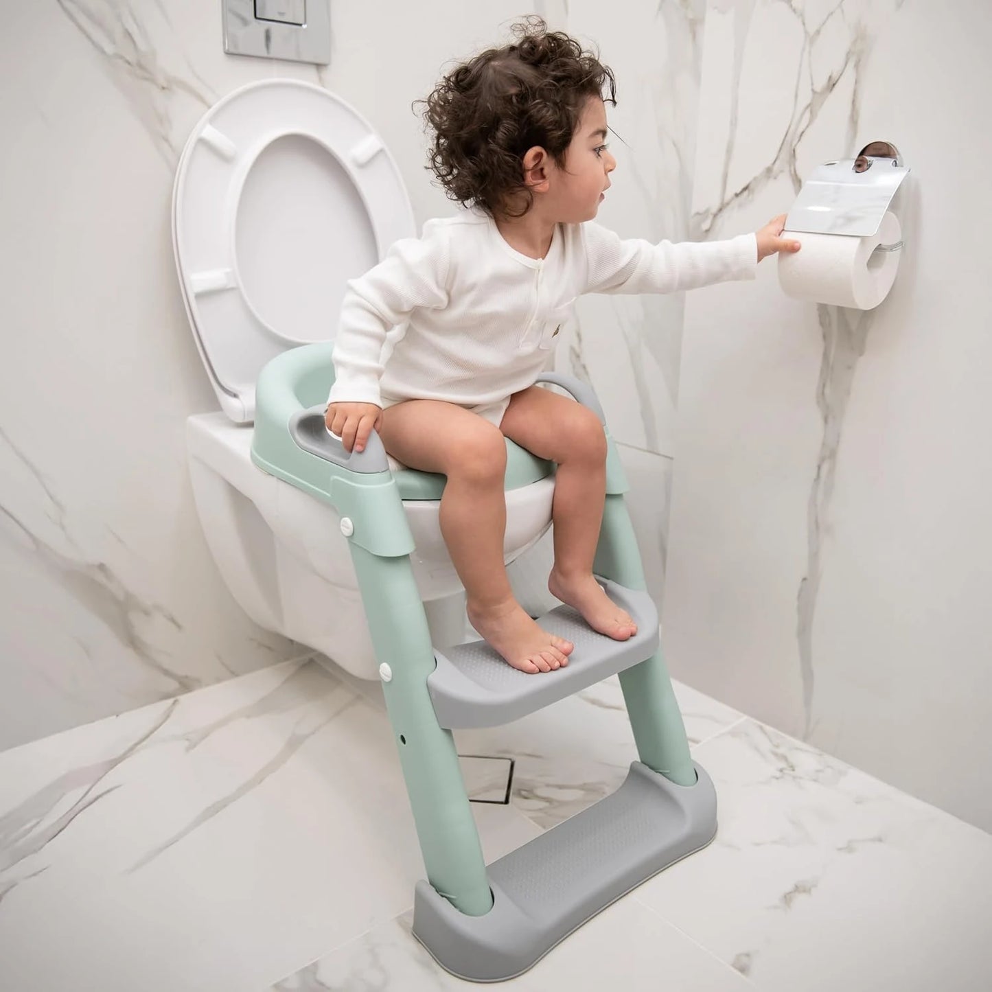 Reductor de Inodoro con Escalera KIKKABOO - Gris
