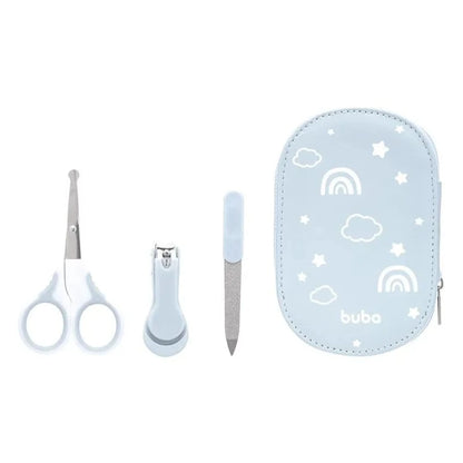 Kit de Cuidado e Higiene para Bebé BUBA – Set de Manicura con 5 Accesorios y Neceser Celeste