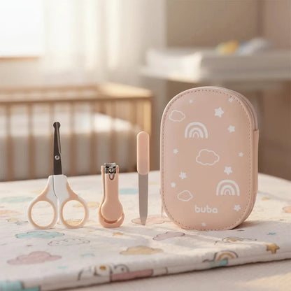 Kit de Cuidado e Higiene para Bebé BUBA – Set de Manicura con 5 Accesorios y Neceser Rosa