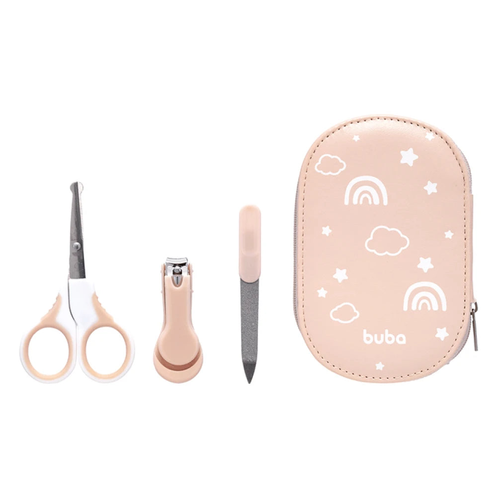 Kit de Cuidado e Higiene para Bebé BUBA – Set de Manicura con 5 Accesorios y Neceser Rosa