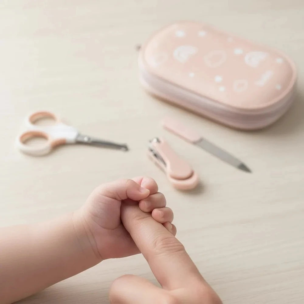 Kit de Cuidado e Higiene para Bebé BUBA – Set de Manicura con 5 Accesorios y Neceser Rosa