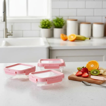 Set de 3 Tuppers Herméticos BUBA para Alimentos de Bebé – Rosados