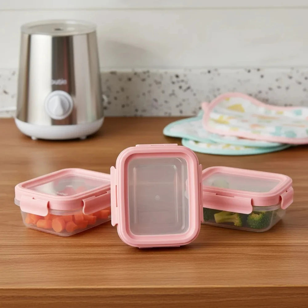 Set de 3 Tuppers Herméticos BUBA para Alimentos de Bebé – Rosados