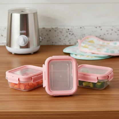 Set de 3 Tuppers Herméticos BUBA para Alimentos de Bebé – Rosados