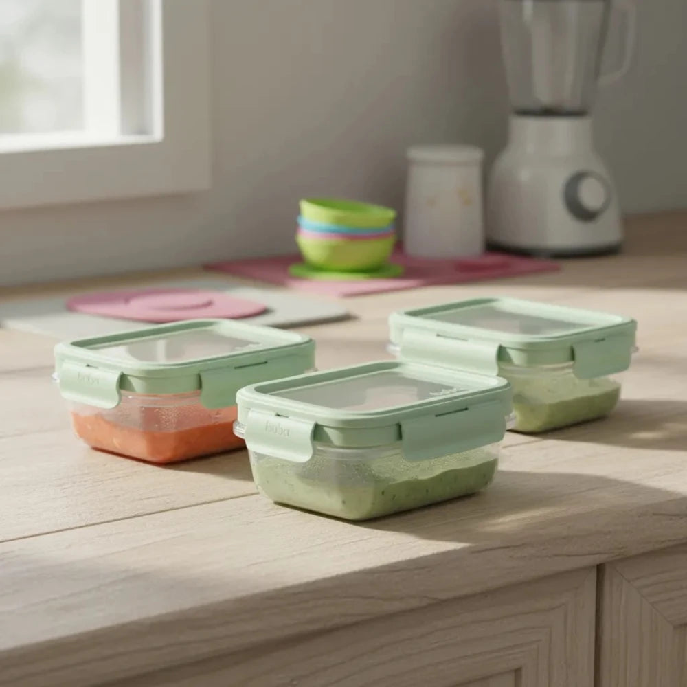 Set de 3 Tuppers Herméticos BUBA para Alimentos de Bebé – Verde