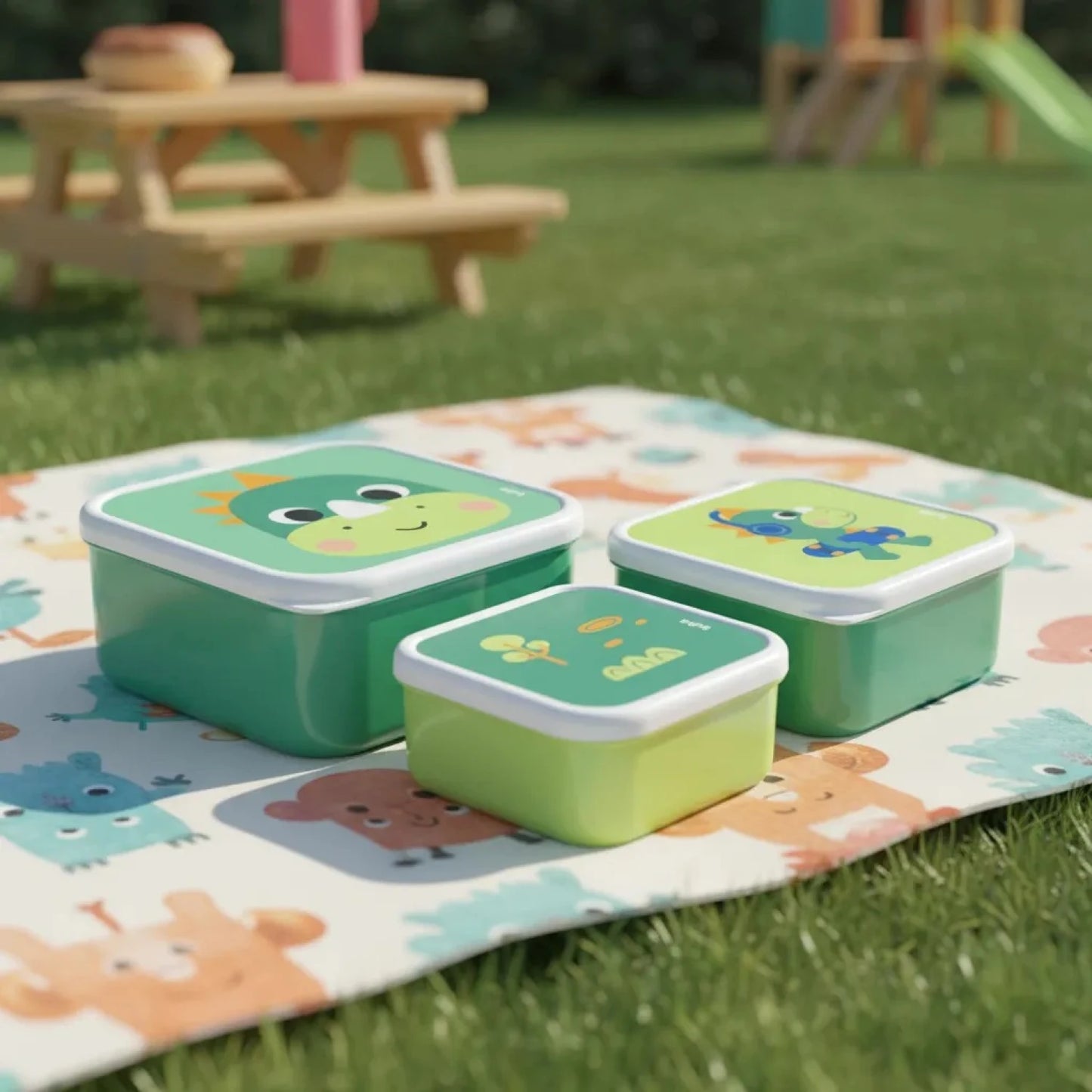 Set x3 Tupper Dino Bubazoo - Verde