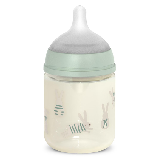 Mamadera de Vidrio Suavinex SX Pro 240 ml 3-6M Verde - Conejos