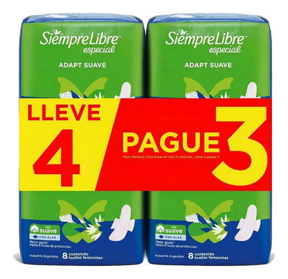 Toallas Femeninas Siempre Libre Adapt Suave Con Alas 4x3