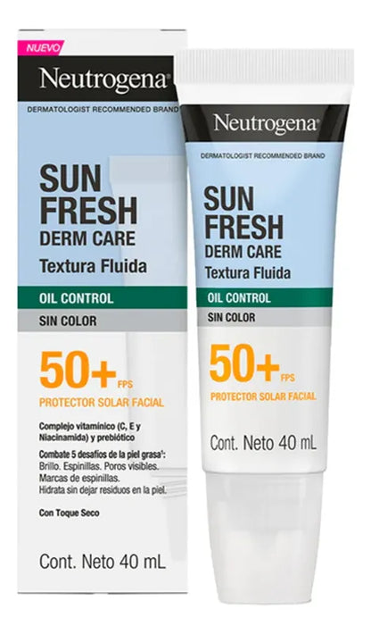 Protector Solar Neutrogena Sun Fresh 50+ Oil Control Derm Care Sin Color 40ml