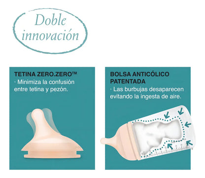Set Zero Zero Mamadera 180 ml +  Chupete