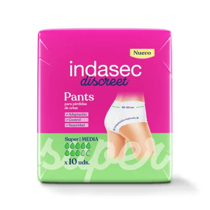 Pañales para Adultos Indasec Pants Super Talle M - 10 Unidades