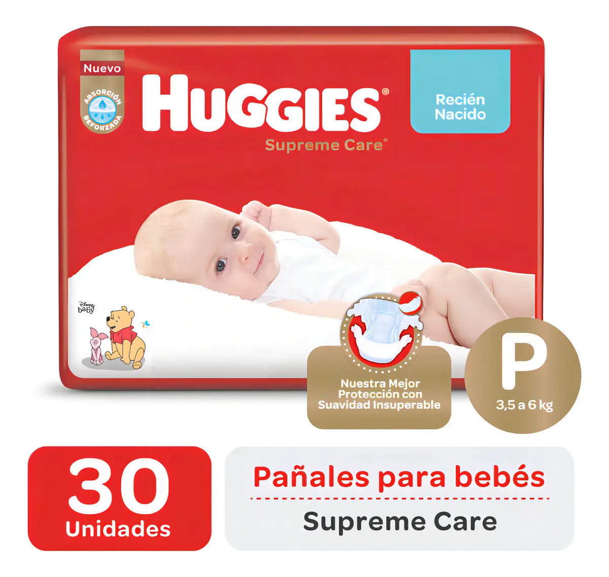 Pañales Huggies Natural Care P - 30 Unidades