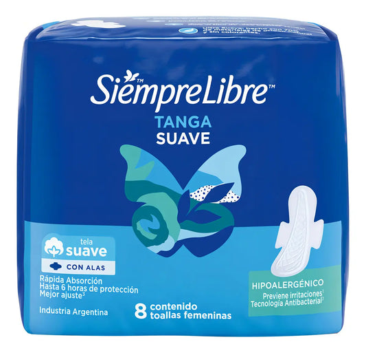 Toalla Femenina Siempre Libre Tanga - 8 unidades