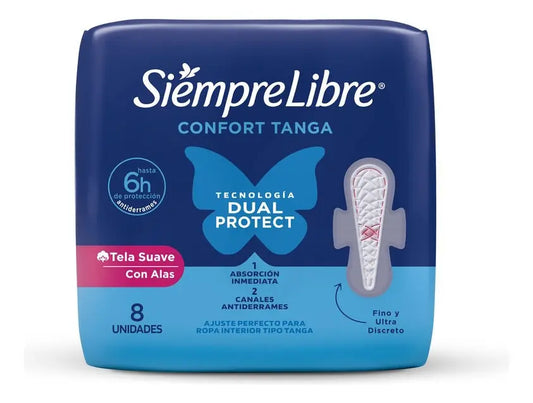 Toalla Femenina Siempre Libre Tanga - 8 unidades