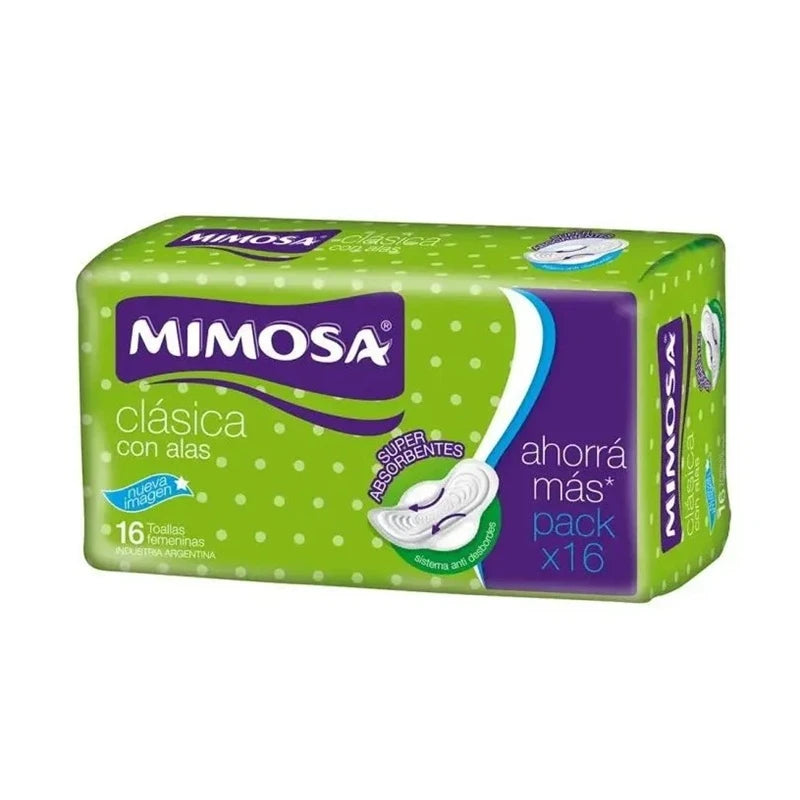 Toallas Femeninas Mimosa Normal Con Alas 16 Uds.