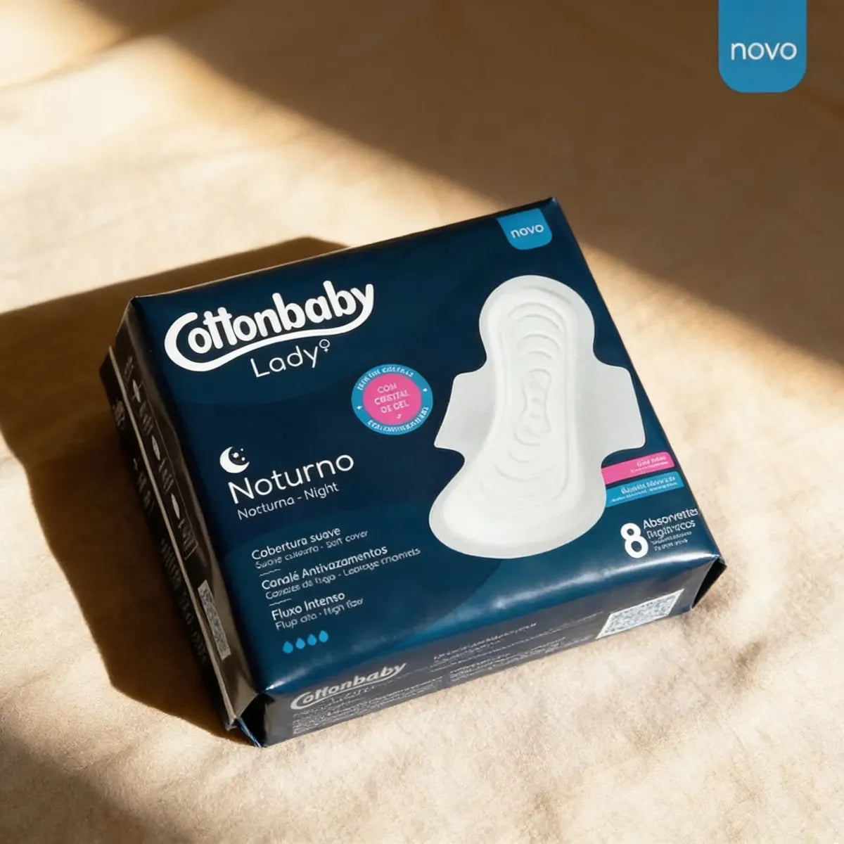 Toallas Femeninas Nocturnas Con Alas CottonBaby - 8 Unidades