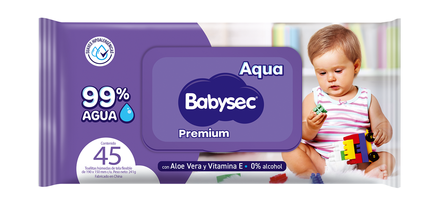 Toallitas Premium 99% Agua - 45 Unidades