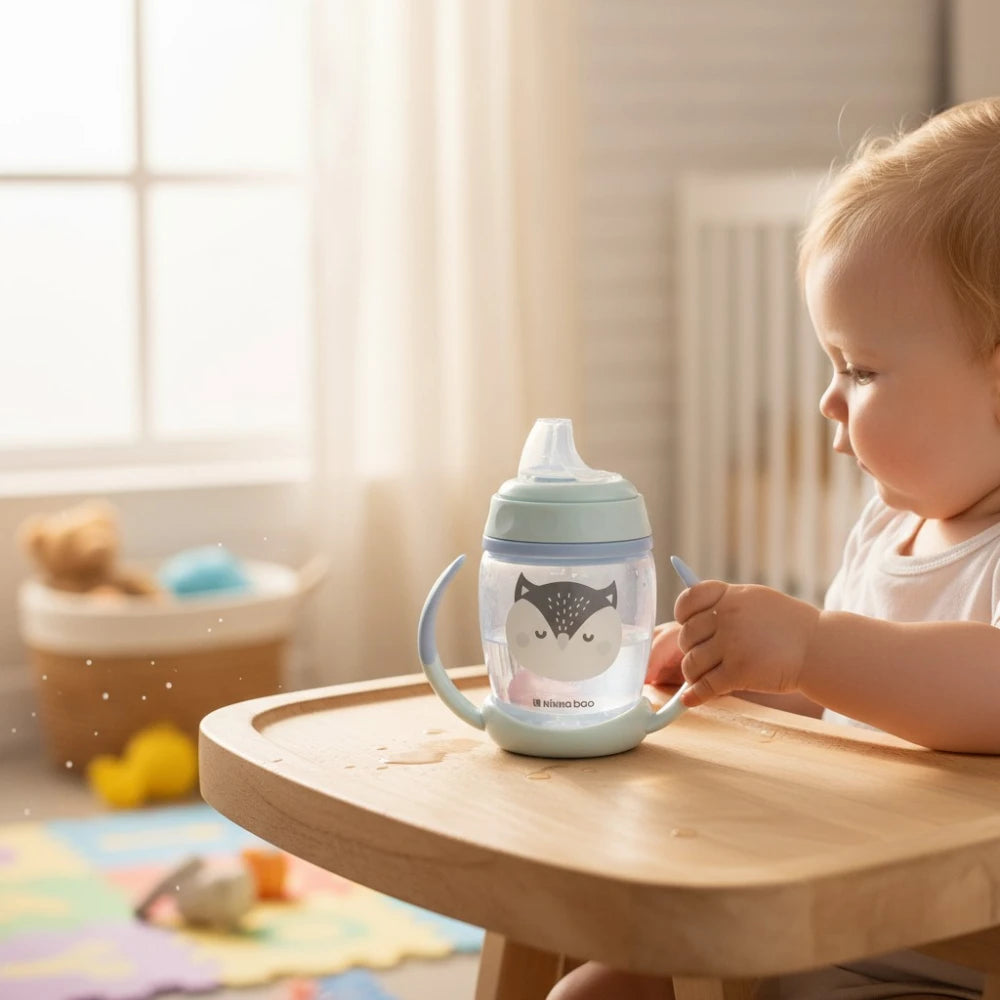 Vaso Con Boquilla de Entrenamiento silicona - Celeste 6m+ Kikkaboo